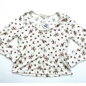 No Comment Blouse Top XL Juniors' White Floral New‎